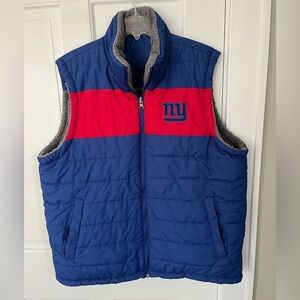 New York Giants NFL Mens Size XL Reversible Vest Blue Gray Red Plush Fleece